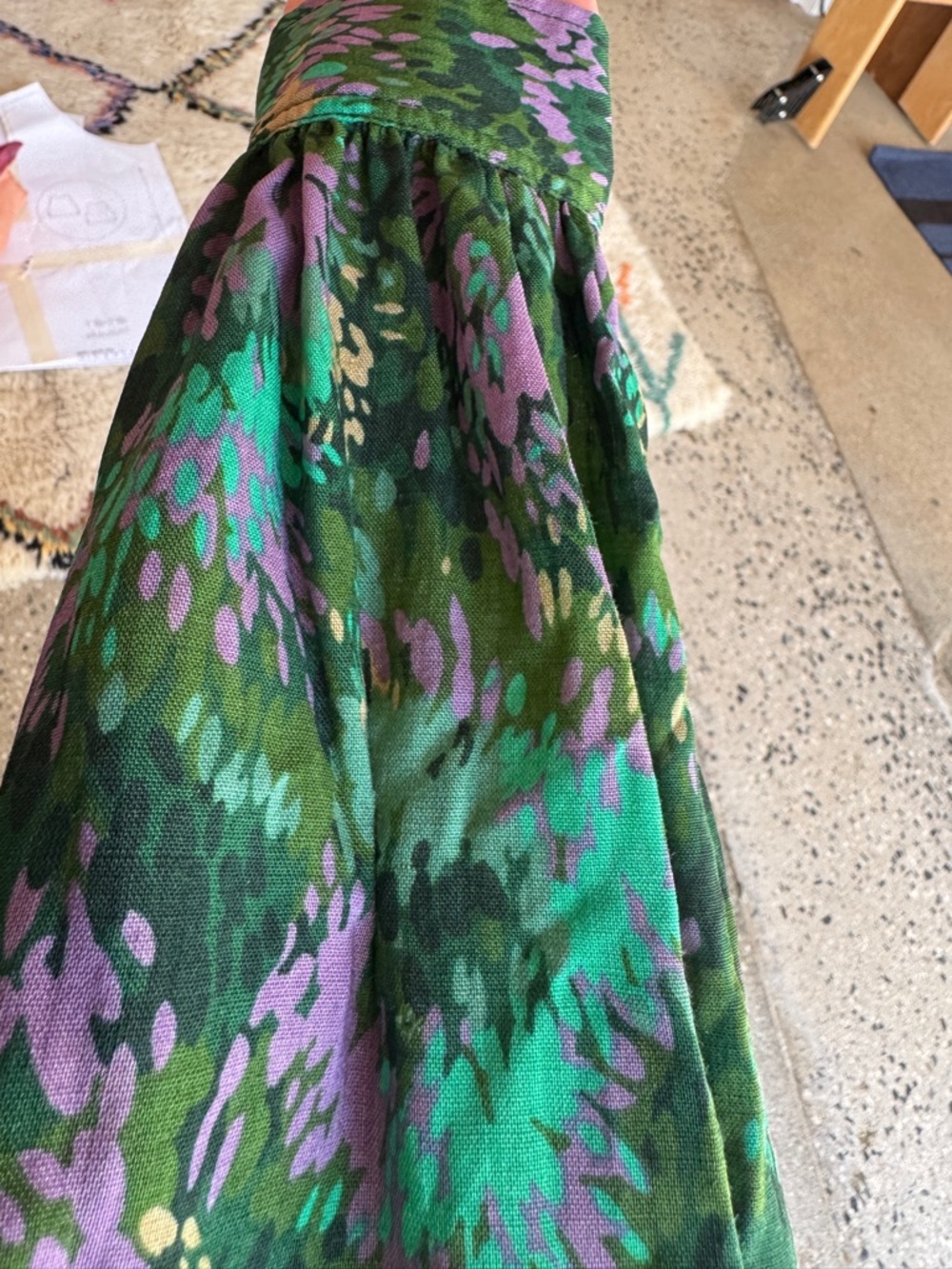 Yves Saint Laurent Rive Gauche Vintage Green & Purple Floral Dress (7.5-8, M) - Picture 11 of 12